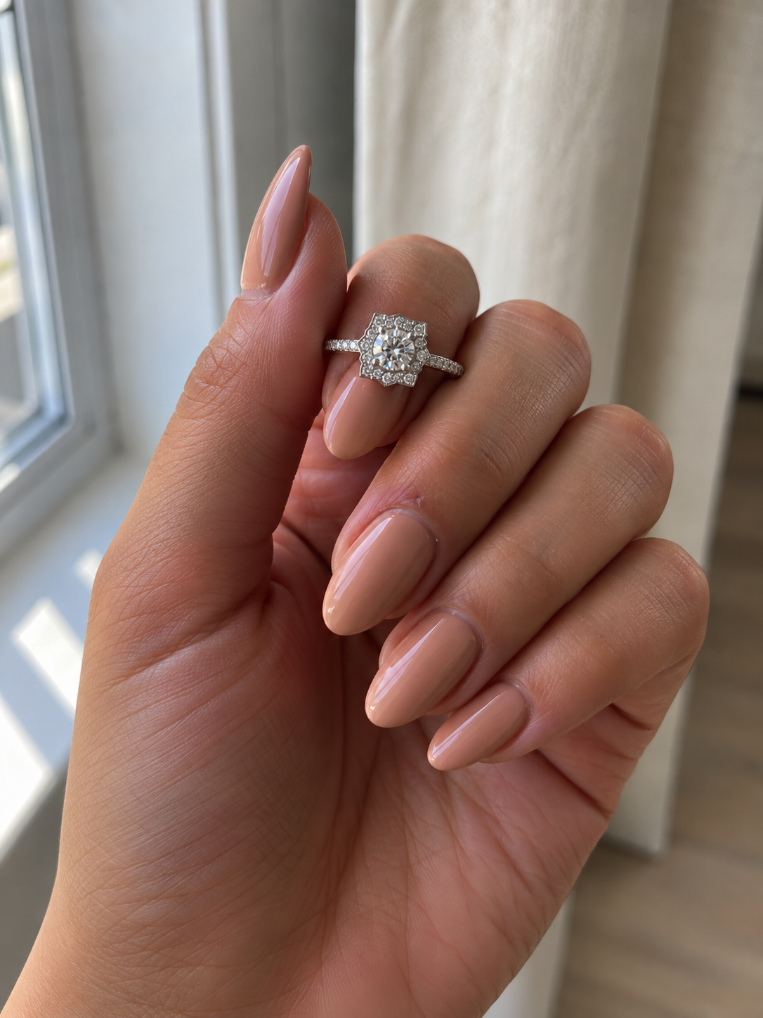 Silver Cushion Halo Ring