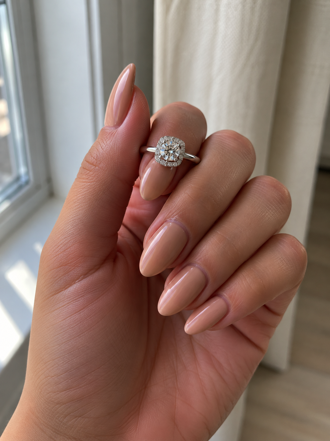 Square Cushion Halo Ring