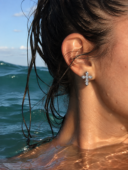 VVS Moissanite Cross Stud Earrings