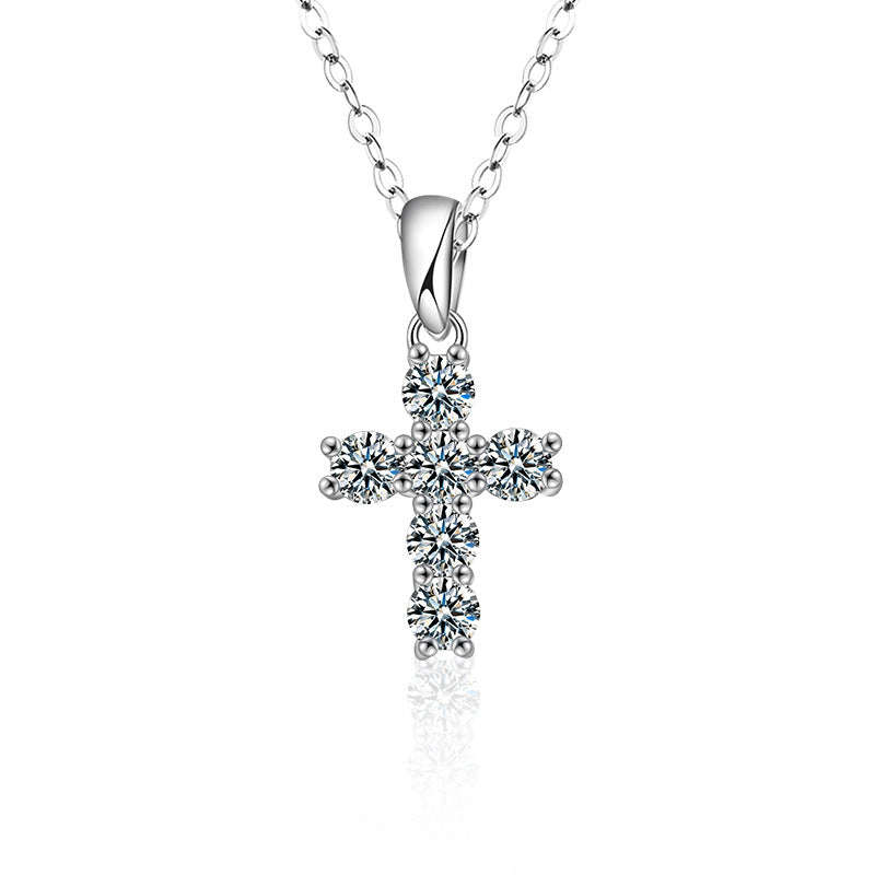 Pear drop solitaire moissanite necklace in sterling silver