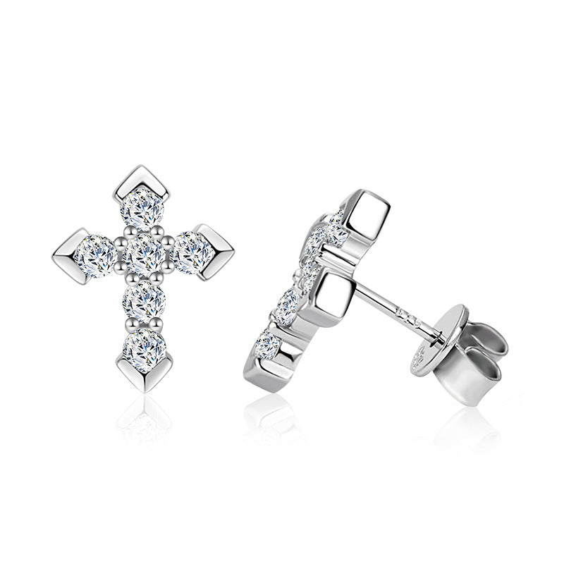 VVS Moissanite Cross Stud Earrings