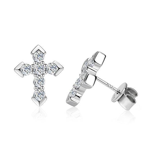 VVS Moissanite Cross Stud Earrings