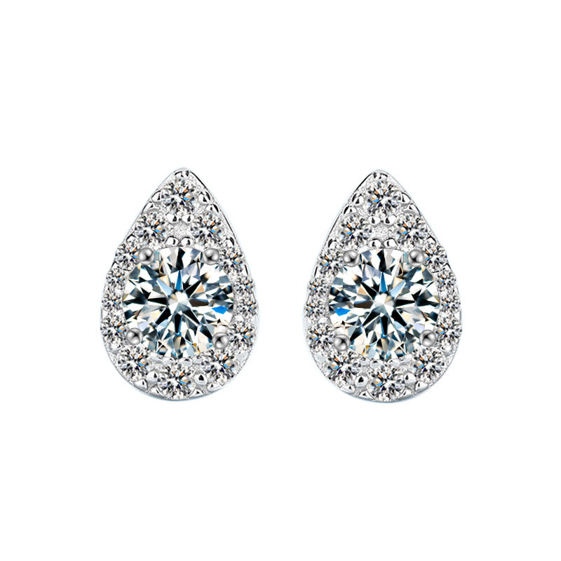 Teardrop Pavé Halo Stud Earrings