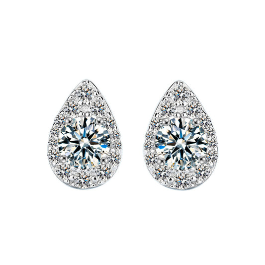 Teardrop Pavé Halo Stud Earrings