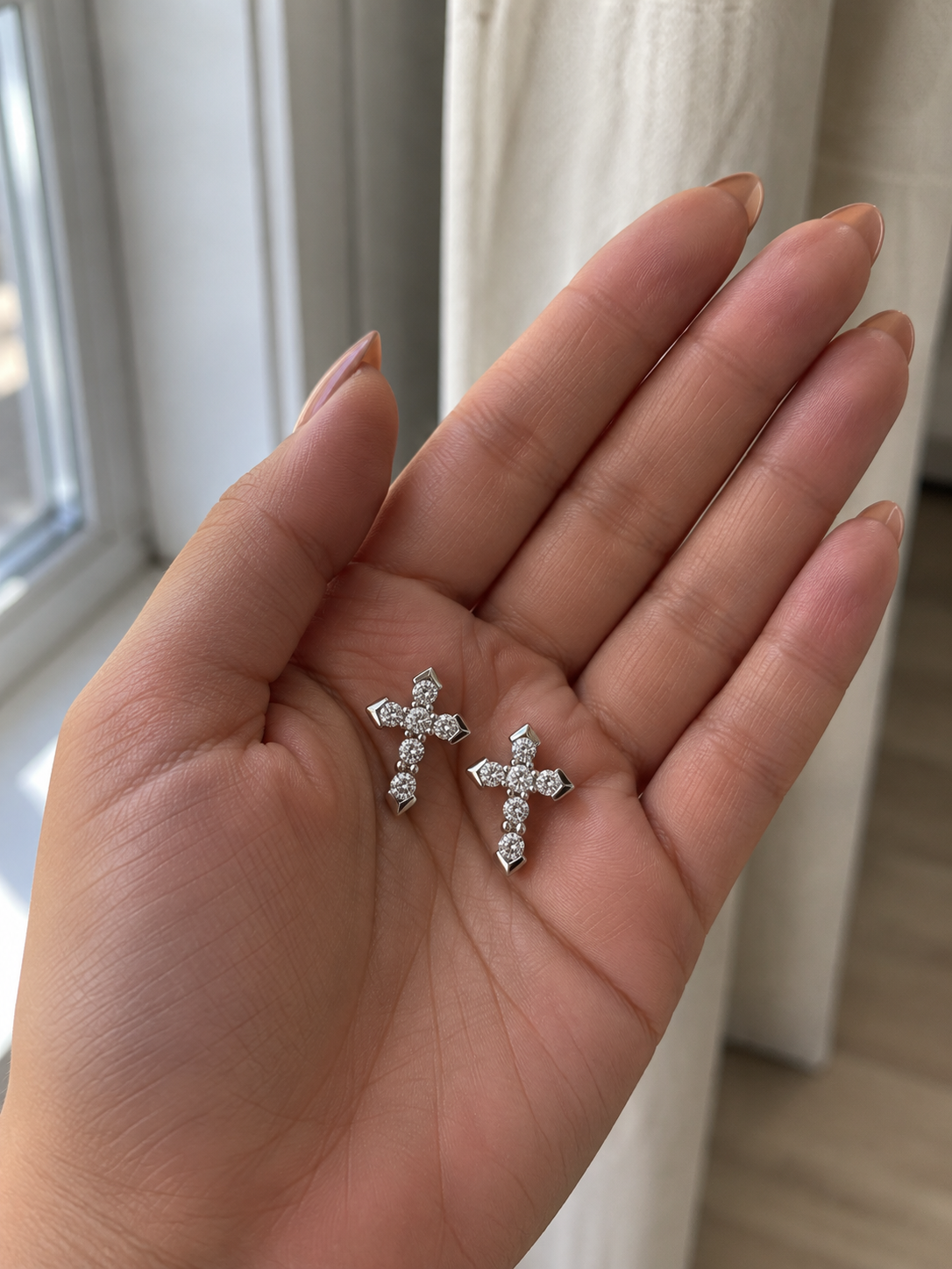 VVS Moissanite Cross Stud Earrings
