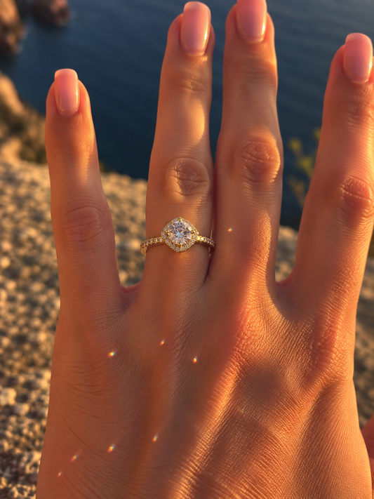 Gold Ornate Halo Ring