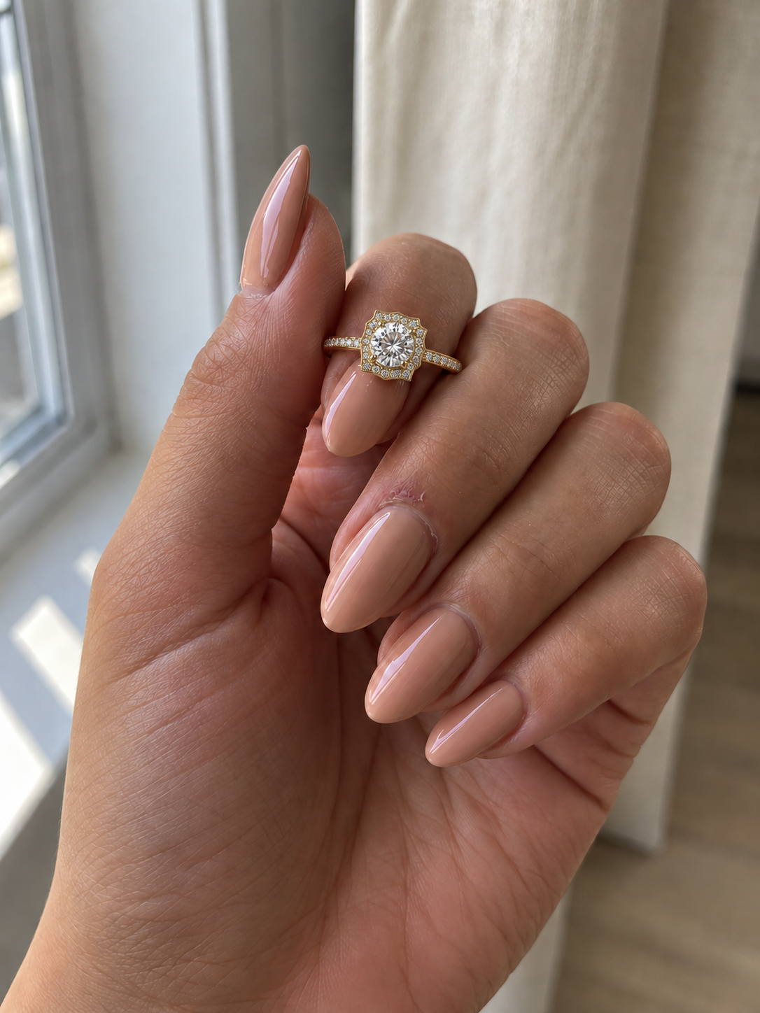 Gold Ornate Halo Ring